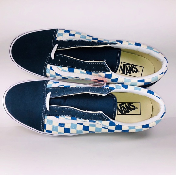 blue topaz and white checkered vans